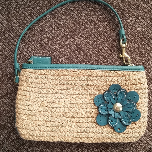 Coach Bleeker straw and turquoise leather set - Picture 5 of 8